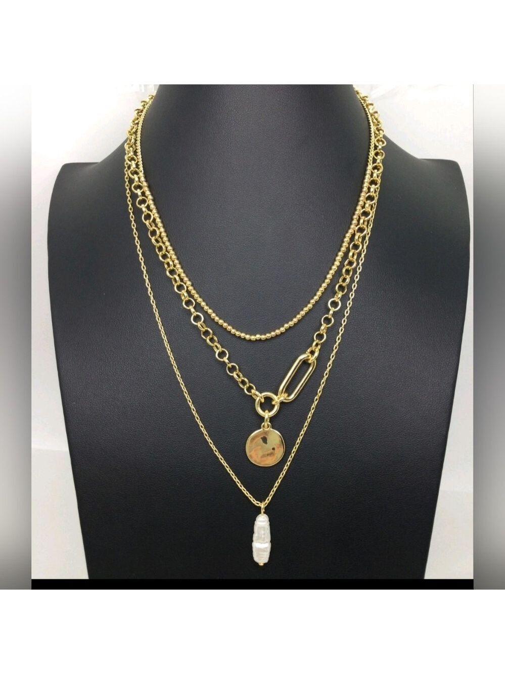 J. Crew Goldtone Faux Baroque Pearl Layering Necklace NWOT 20"